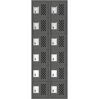 Assembled Lockerettes Clean Line Perforated Economy Lockers, 6 -tier, Bank of 2, 18" x 72" x 12", Steel Nassau Supply
