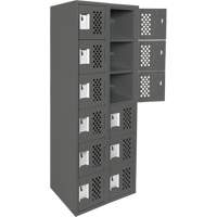 Assembled Lockerettes Clean Line Perforated Economy Lockers, 6 -tier, Bank of 2, 18" x 72" x 12", Steel Nassau Supply