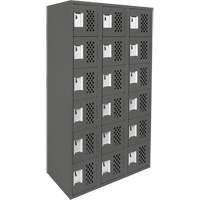 Assembled Lockerettes Clean Line Perforated Economy Lockers, 6 -tier, Bank of 3, 18" x 72" x 12", Steel Nassau Supply