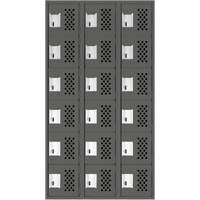 Assembled Lockerettes Clean Line Perforated Economy Lockers, 6 -tier, Bank of 3, 18" x 72" x 12", Steel Nassau Supply