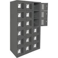 Assembled Lockerettes Clean Line Perforated Economy Lockers, 6 -tier, Bank of 3, 18" x 72" x 12", Steel Nassau Supply