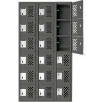 Assembled Lockerettes Clean Line Perforated Economy Lockers, 6 -tier, Bank of 3, 18" x 72" x 12", Steel Nassau Supply