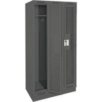 Clean Line Lockers, Bank of 3, 36" x 18" x 76", Steel, Charcoal, Rivet (Assembled), Perforated Nassau Supply