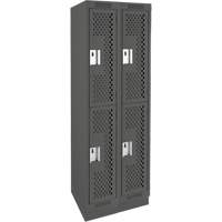 Casiers Clean Line, 2 niveaux, Bloc de 2, 24" x 15" x 76", Acier, Charbon, Rivet (assembl&eacute;), Perfor&eacute; Nassau Supply