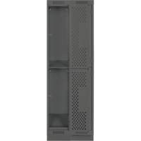 Casiers Clean Line, 2 niveaux, Bloc de 2, 24" x 15" x 76", Acier, Charbon, Rivet (assembl&eacute;), Perfor&eacute; Nassau Supply
