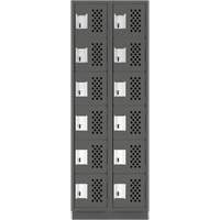 Assembled Lockerettes Clean Line Perforated Economy Lockers, 6 -tier, Bank of 2, 18" x 72" x 12", Steel Nassau Supply