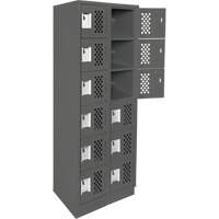 Assembled Lockerettes Clean Line Perforated Economy Lockers, 6 -tier, Bank of 2, 18" x 72" x 12", Steel Nassau Supply