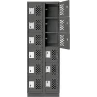 Assembled Lockerettes Clean Line Perforated Economy Lockers, 6 -tier, Bank of 2, 18" x 72" x 12", Steel Nassau Supply