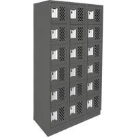 Assembled Lockerettes Clean Line Perforated Economy Lockers, 6 -tier, Bank of 3, 18" x 72" x 12", Steel Nassau Supply