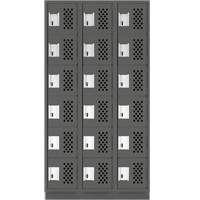 Assembled Lockerettes Clean Line Perforated Economy Lockers, 6 -tier, Bank of 3, 18" x 72" x 12", Steel Nassau Supply