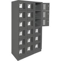 Assembled Lockerettes Clean Line Perforated Economy Lockers, 6 -tier, Bank of 3, 18" x 72" x 12", Steel Nassau Supply