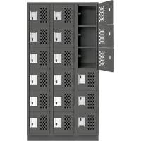 Assembled Lockerettes Clean Line Perforated Economy Lockers, 6 -tier, Bank of 3, 18" x 72" x 12", Steel Nassau Supply