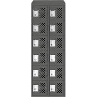 Assembled Lockerettes Clean Line Perforated Economy Lockers, 6 -tier, Bank of 2, 18" x 72" x 12", Steel Nassau Supply