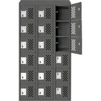 Assembled Lockerettes Clean Line Perforated Economy Lockers, 6 -tier, Bank of 3, 18" x 72" x 12", Steel Nassau Supply