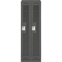 Clean Line Lockers, Bank of 2, 24" x 12" x 82", Steel, Charcoal, Rivet (Assembled), Perforated Nassau Supply