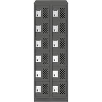 Assembled Lockerettes Clean Line Perforated Economy Lockers, 6 -tier, Bank of 2, 18" x 72" x 12", Steel Nassau Supply