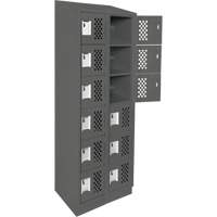 Assembled Lockerettes Clean Line Perforated Economy Lockers, 6 -tier, Bank of 2, 18" x 72" x 12", Steel Nassau Supply