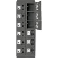 Assembled Lockerettes Clean Line Perforated Economy Lockers, 6 -tier, Bank of 2, 18" x 72" x 12", Steel Nassau Supply
