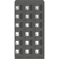Petit casier perfor&eacute; Clean-Line, 6 niveaux, Bloc de 3, 12" x 72" x 12", Acier Nassau Supply