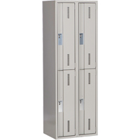 Concorde Heavy-Duty Lockers, 2 -tier, Bank of 2, 24" x 18" x 72", Steel, Grey, Welded (Assembled) Nassau Supply