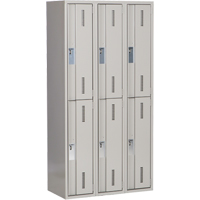 Concorde Heavy-Duty Lockers, 2 -tier, Bank of 3, 36" x 18" x 72", Steel, Grey, Welded (Assembled) Nassau Supply