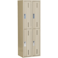 Concorde Heavy-Duty Lockers, 2 -tier, Bank of 2, 24" x 18" x 72", Steel, Beige, Welded (Assembled) Nassau Supply