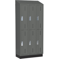 Concorde Heavy-Duty Lockers, 2 -tier, Bank of 3, 36" x 18" x 82", Steel, Charcoal, Welded (Assembled) Nassau Supply