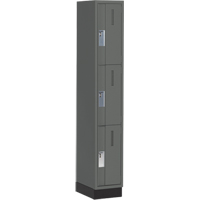 Concorde Heavy-Duty Lockers, 3 -tier, 12" x 18" x 76", Steel, Charcoal, Welded (Assembled) Nassau Supply