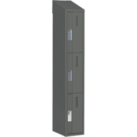 Concorde Heavy-Duty Lockers, 3 -tier, 12" x 18" x 78", Steel, Charcoal, Welded (Assembled) Nassau Supply