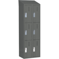 Concorde Heavy-Duty Lockers, 3 -tier, Bank of 2, 24" x 18" x 78", Steel, Charcoal, Welded (Assembled) Nassau Supply