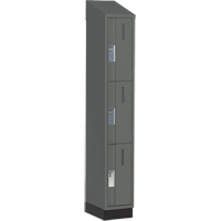 Concorde Heavy-Duty Lockers, 3 -tier, 12" x 18" x 82", Steel, Charcoal, Welded (Assembled) Nassau Supply
