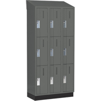Concorde Heavy-Duty Lockers, 3 -tier, Bank of 3, 36" x 18" x 82", Steel, Charcoal, Welded (Assembled) Nassau Supply