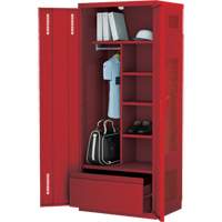 Deluxe Gear Locker, Steel, 36" W x 24" D x 72" H, Red Nassau Supply