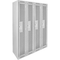 Clean Line Lockers, Bank of 4, 48" x 15" x 72", Steel, Grey, Rivet (Assembled), Perforated Nassau Supply