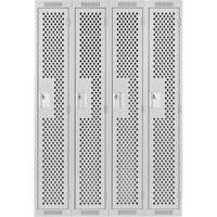 Clean Line Lockers, Bank of 4, 48" x 15" x 72", Steel, Grey, Rivet (Assembled), Perforated Nassau Supply