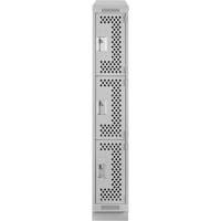 Casiers Clean Line, 3 niveaux, 12" x 12" x 72", Acier, Gris, Rivet (assembl&eacute;), Perfor&eacute; Nassau Supply