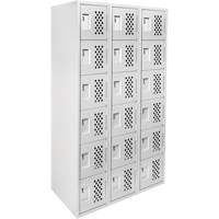 Clean Line Lockerettes, 6 -tier, Bank of 3, 18" x 72" x 12", Steel Nassau Supply