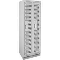 Clean Line Lockers, Bank of 2, 24" x 18" x 76", Steel, Grey, Rivet (Assembled), Perforated Nassau Supply
