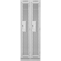 Clean Line Lockers, Bank of 2, 24" x 18" x 76", Steel, Grey, Rivet (Assembled), Perforated Nassau Supply