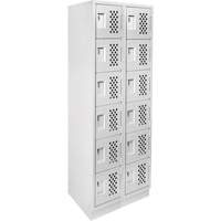 Assembled Lockerettes Clean Line Perforated Economy Lockers, 6 -tier, Bank of 2, 18" x 72" x 12", Steel Nassau Supply