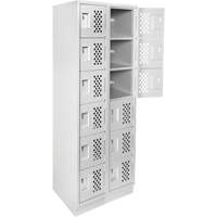 Assembled Lockerettes Clean Line Perforated Economy Lockers, 6 -tier, Bank of 2, 18" x 72" x 12", Steel Nassau Supply