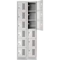 Assembled Lockerettes Clean Line Perforated Economy Lockers, 6 -tier, Bank of 2, 18" x 72" x 12", Steel Nassau Supply