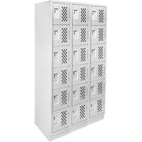 Assembled Lockerettes Clean Line Perforated Economy Lockers, 6 -tier, Bank of 3, 18" x 72" x 12", Steel Nassau Supply