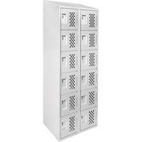 Assembled Lockerettes Clean Line Perforated Economy Lockers, 6 -tier, Bank of 2, 18" x 72" x 12", Steel Nassau Supply
