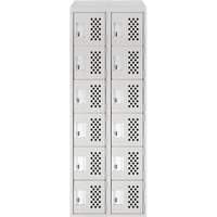 Assembled Lockerettes Clean Line Perforated Economy Lockers, 6 -tier, Bank of 2, 18" x 72" x 12", Steel Nassau Supply