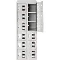 Assembled Lockerettes Clean Line Perforated Economy Lockers, 6 -tier, Bank of 2, 18" x 72" x 12", Steel Nassau Supply