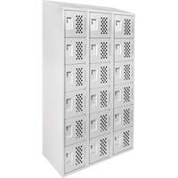 Assembled Lockerettes Clean Line Perforated Economy Lockers, 6 -tier, Bank of 3, 18" x 72" x 12", Steel Nassau Supply