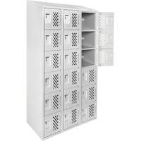 Assembled Lockerettes Clean Line Perforated Economy Lockers, 6 -tier, Bank of 3, 18" x 72" x 12", Steel Nassau Supply