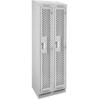 Clean Line Lockers, Bank of 2, 24" x 12" x 82", Steel, Grey, Rivet (Assembled), Perforated Nassau Supply