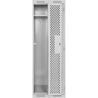 Clean Line™ Lockers, Bank of 2, 24" x 12" x 72", Steel, Grey, Rivet (Assembled), Perforated FK225 | Nassau Supply